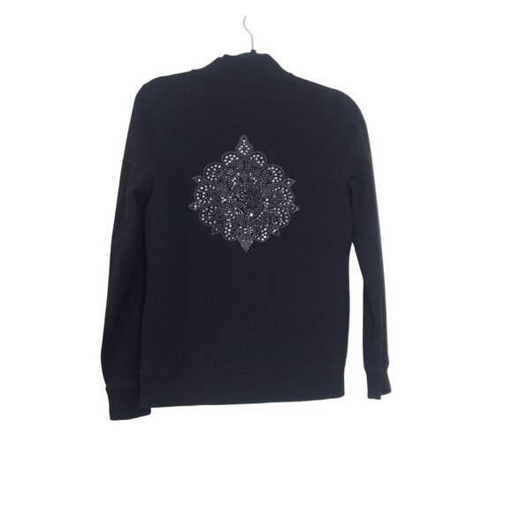 BCBG Maxazria Womens Y2K Black‎ Rhinestone Studded Track Jacket Size M Bling - Picture 2 of 12